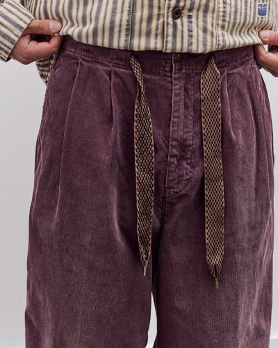 Kapital Corduroy Easy Trousers With Center Pleats Unisex, Burgundy