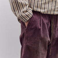 Kapital Corduroy Easy Trousers With Center Pleats Unisex, Burgundy