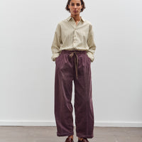 Kapital Corduroy Easy Trousers With Center Pleats, Burgundy