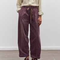 Kapital Corduroy Easy Trousers With Center Pleats, Burgundy