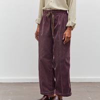 Kapital Corduroy Easy Trousers With Center Pleats, Burgundy