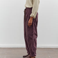 Kapital Corduroy Easy Trousers With Center Pleats, Burgundy