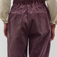 Kapital Corduroy Easy Trousers With Center Pleats, Burgundy