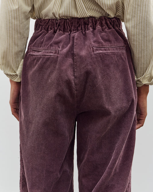 Kapital Corduroy Easy Trousers With Center Pleats, Burgundy