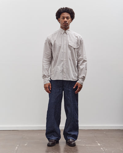 Kapital Cotton Stripe Cabin Work Shirt, White