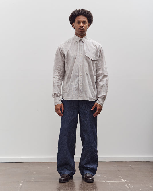Kapital Cotton Stripe Cabin Work Shirt, White