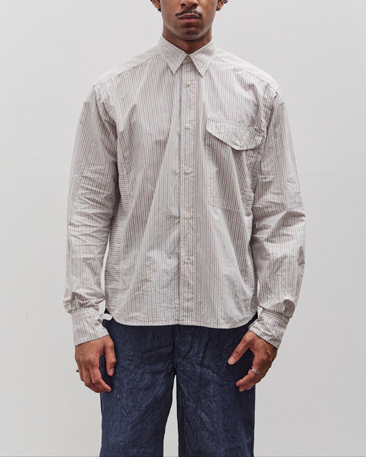 Kapital Cotton Stripe Cabin Work Shirt, White