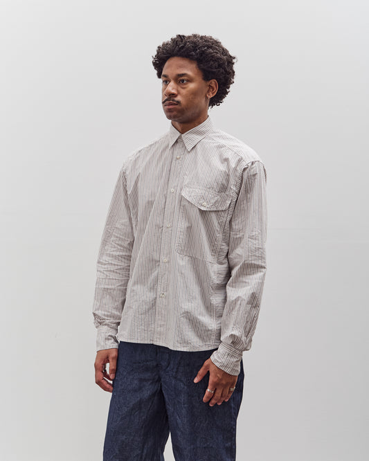 Kapital Cotton Stripe Cabin Work Shirt, White