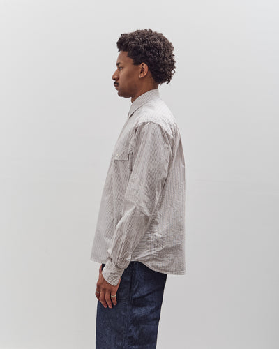 Kapital Cotton Stripe Cabin Work Shirt, White