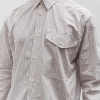 Kapital Cotton Stripe Cabin Work Shirt, White