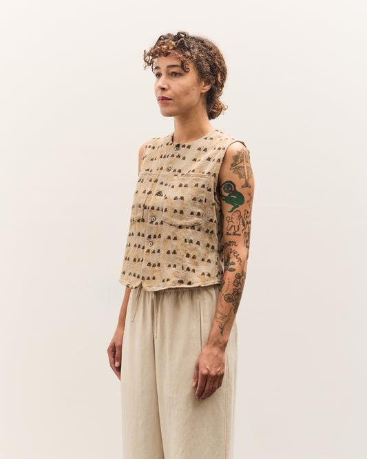 Kapital Cotton TUME-BASHOH CACTUS Gilet, Beige