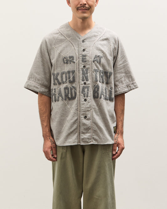 Kapital Cotton Wool GREAT KOUNTRY Baseball Shirt (KOUNTRY DREAM CATCH Remak, LightGray