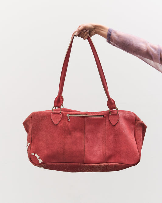 Kapital Crack Leather FARGO Bag (BONE PALM), Red