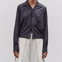 Kapital Cupra Cotton Twill Open Collar Drizzler Jacket, Black