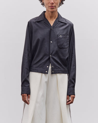 Kapital Cupra Cotton Twill Open Collar Drizzler Jacket, Black