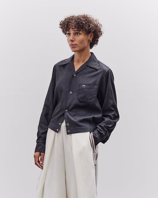 Kapital Cupra Cotton Twill Open Collar Drizzler Jacket, Black
