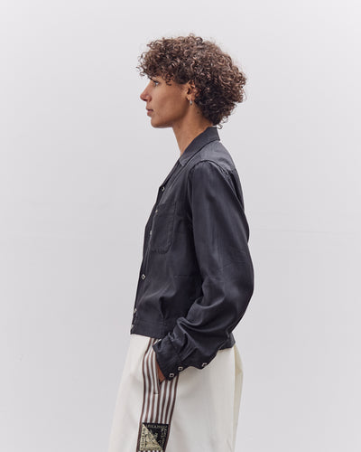 Kapital Cupra Cotton Twill Open Collar Drizzler Jacket, Black