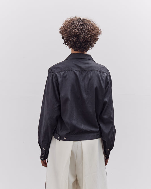 Kapital Cupra Cotton Twill Open Collar Drizzler Jacket, Black