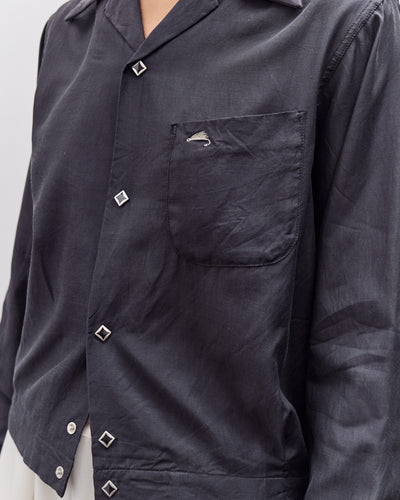 Kapital Cupra Cotton Twill Open Collar Drizzler Jacket, Black