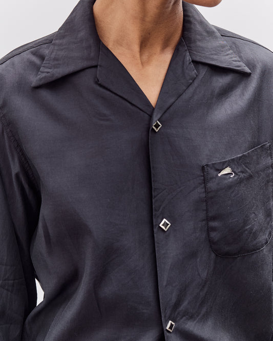 Kapital Cupra Cotton Twill Open Collar Drizzler Jacket, Black