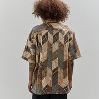 Kapital Drizzle Open Collar Shirt, Brown YABANE Quilt Patchwork