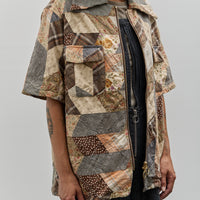 Kapital Drizzle Open Collar Shirt, Brown YABANE Quilt Patchwork