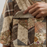 Kapital Drizzle Open Collar Shirt, Brown YABANE Quilt Patchwork