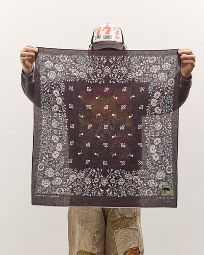 Kapital Fastcolor Selvedge Bandana, Churchill Garden Large, Black