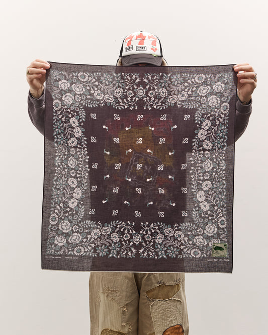 Kapital Fastcolor Selvedge Bandana, Churchill Garden Large, Black