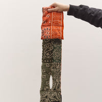 Kapital Flannel Reversible Bandana Kesa Scarf, Khakixorange