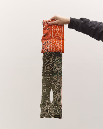 Kapital Flannel Reversible Bandana Kesa Scarf, Khakixorange