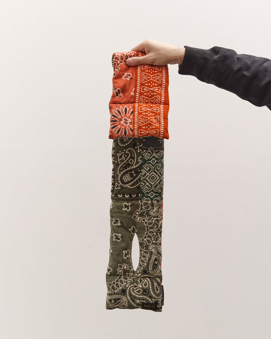 Kapital Flannel Reversible Bandana Kesa Scarf, Khakixorange