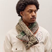 Kapital Flannel Reversible Bandana Kesa Scarf, Khakixorange