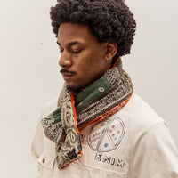 Kapital Flannel Reversible Bandana Kesa Scarf, Khakixorange