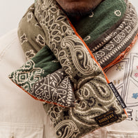 Kapital Flannel Reversible Bandana Kesa Scarf, Khakixorange