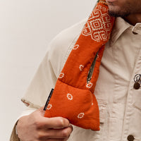 Kapital Flannel Reversible Bandana Kesa Scarf, Khakixorange