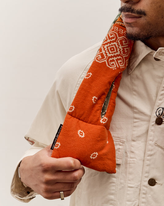 Kapital Flannel Reversible Bandana Kesa Scarf, Khakixorange