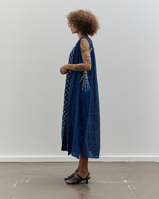 Kapital French Linen Bone Lamp Dress, Indigo