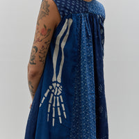 Kapital French Linen Bone Lamp Dress, Indigo