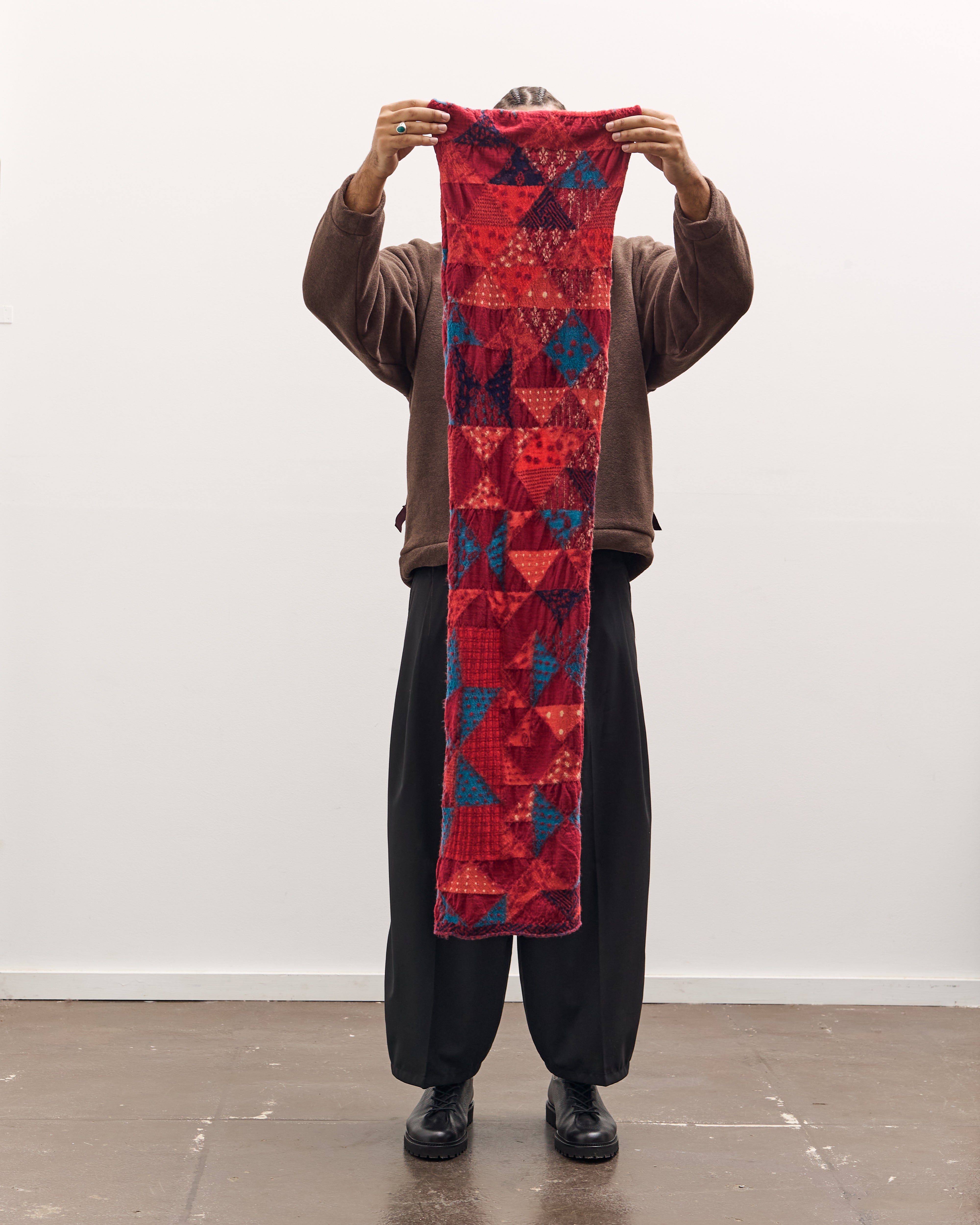 KAPITAL手織りマルチカラーストール 約200cm x 50cm Kapital Fulling Wool Happy Scarf Indigo Rag, Red – Glasswing