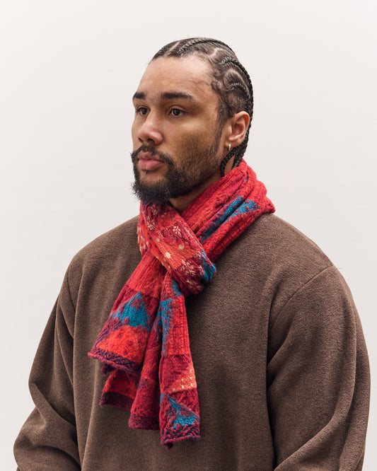 Kapital Fulling Wool Happy Scarf Indigo Rag, Red