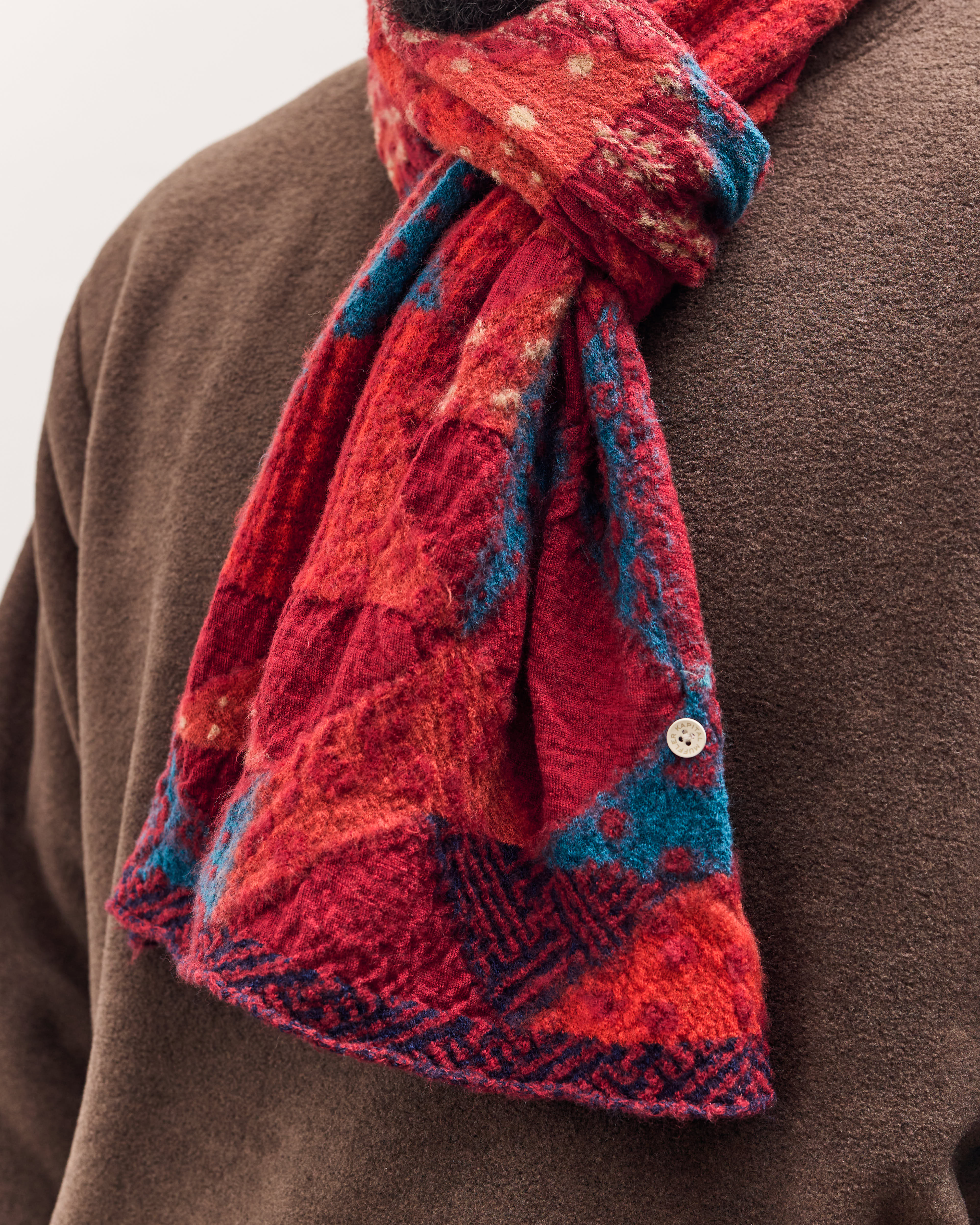 Kapital Fulling Wool Happy Scarf Indigo Rag, Red – Glasswing