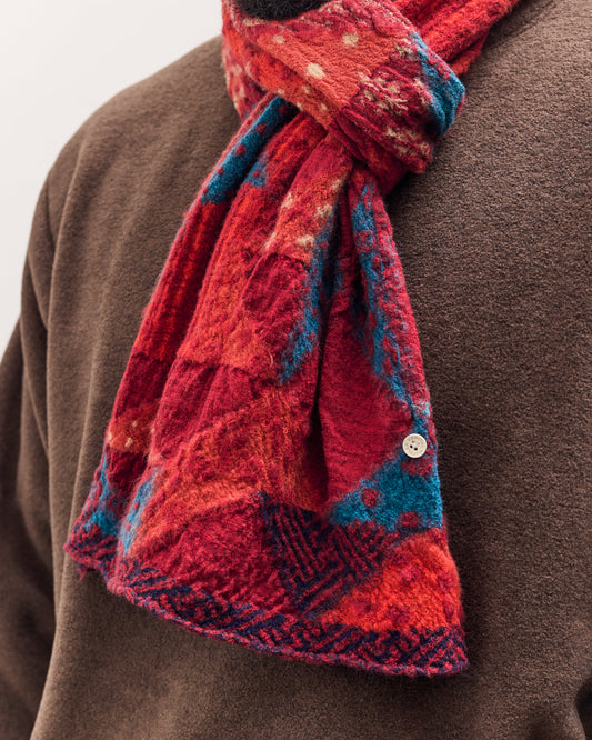 Kapital Fulling Wool Happy Scarf Indigo Rag, Red