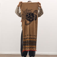 Kapital Fulling Wool Scarf Coptic Skull, Beige