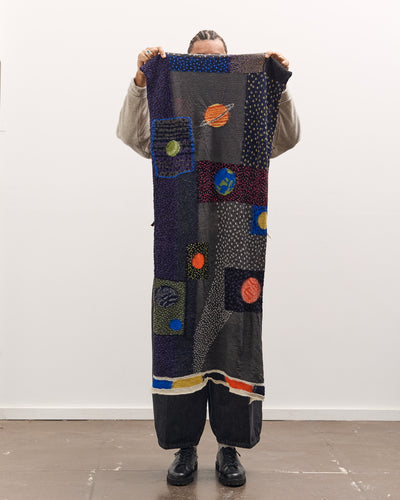 Kapital Fulling Wool Scarf Universe Gabbeh, Black