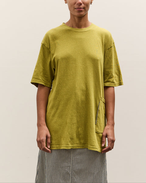Kapital Gauze Jersey Biscuit Pocket T, Yellow Green – Glasswing