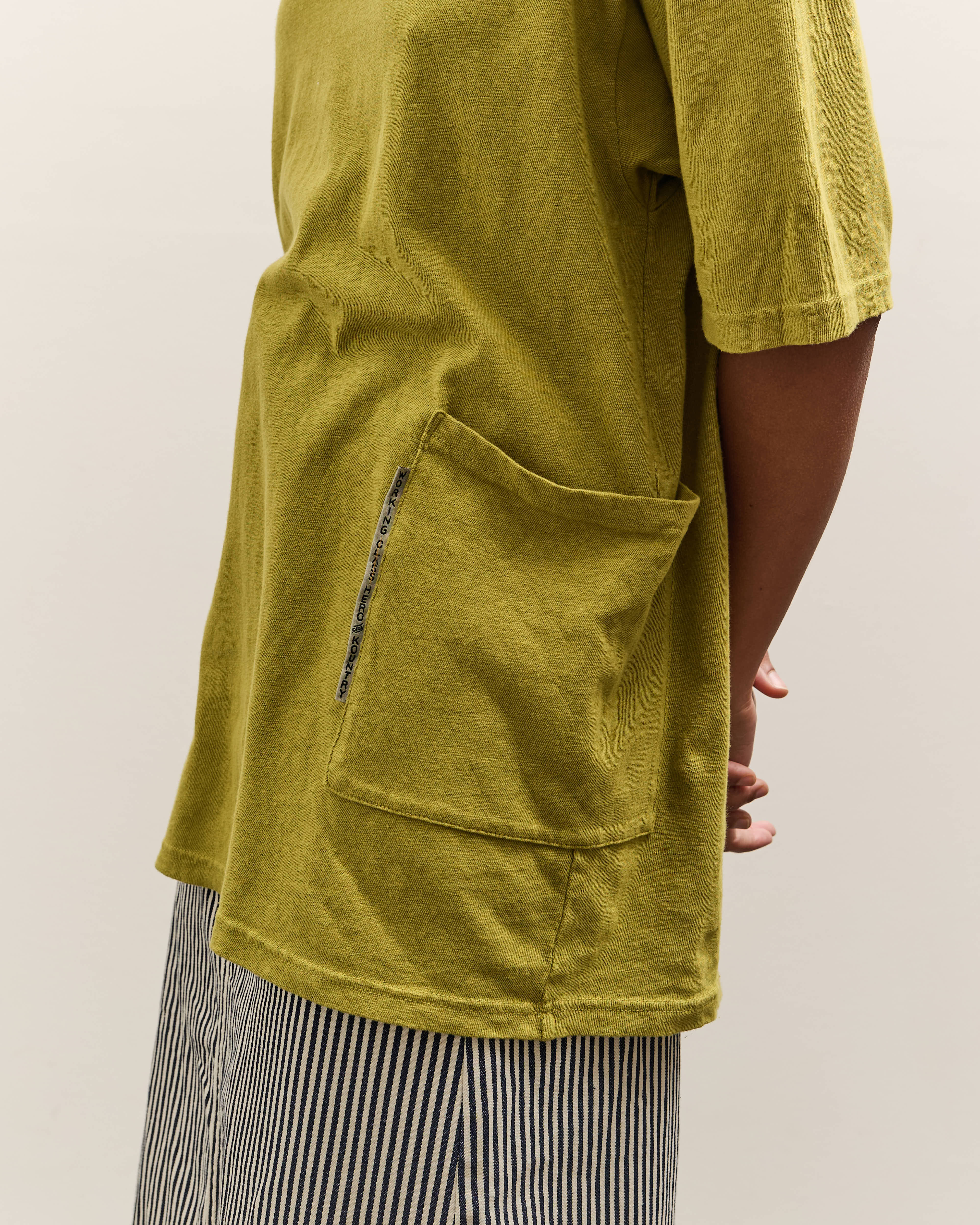 Kapital Gauze Jersey Biscuit Pocket T, Yellow Green – Glasswing