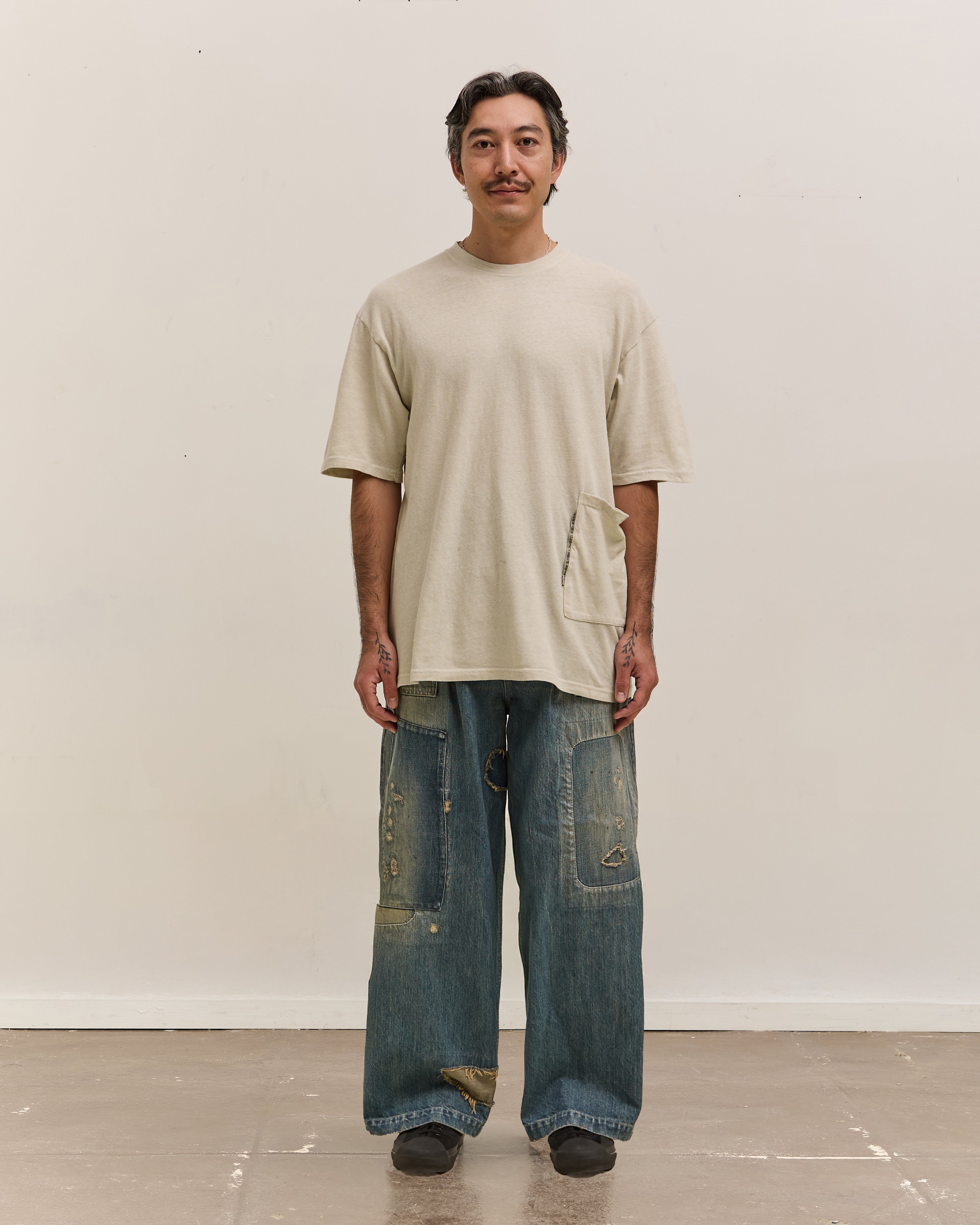 Kapital Gauze Jersey BISCUIT Pocket T Unisex, Ivory – Glasswing