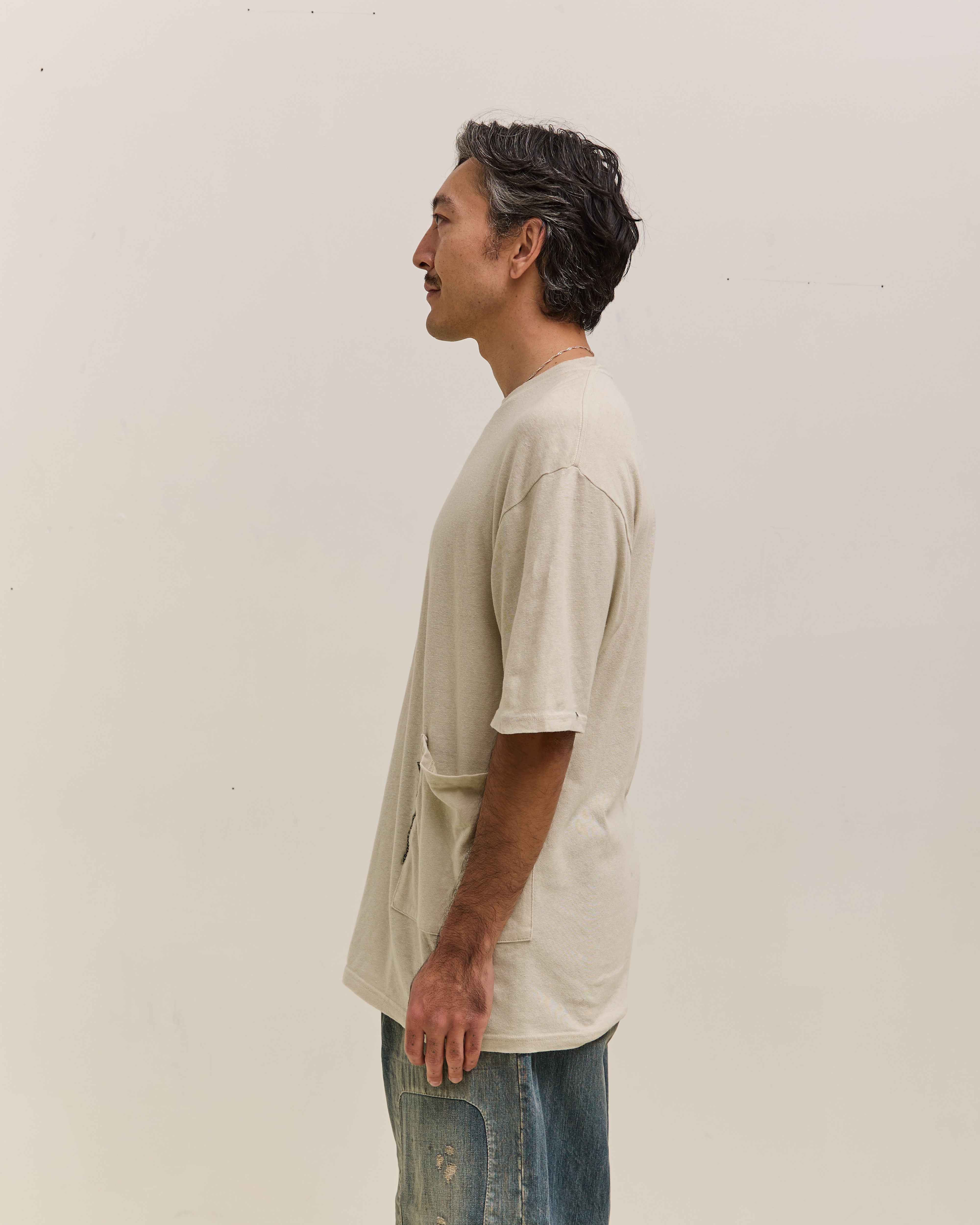 Kapital Gauze Jersey BISCUIT Pocket T Unisex, Ivory – Glasswing