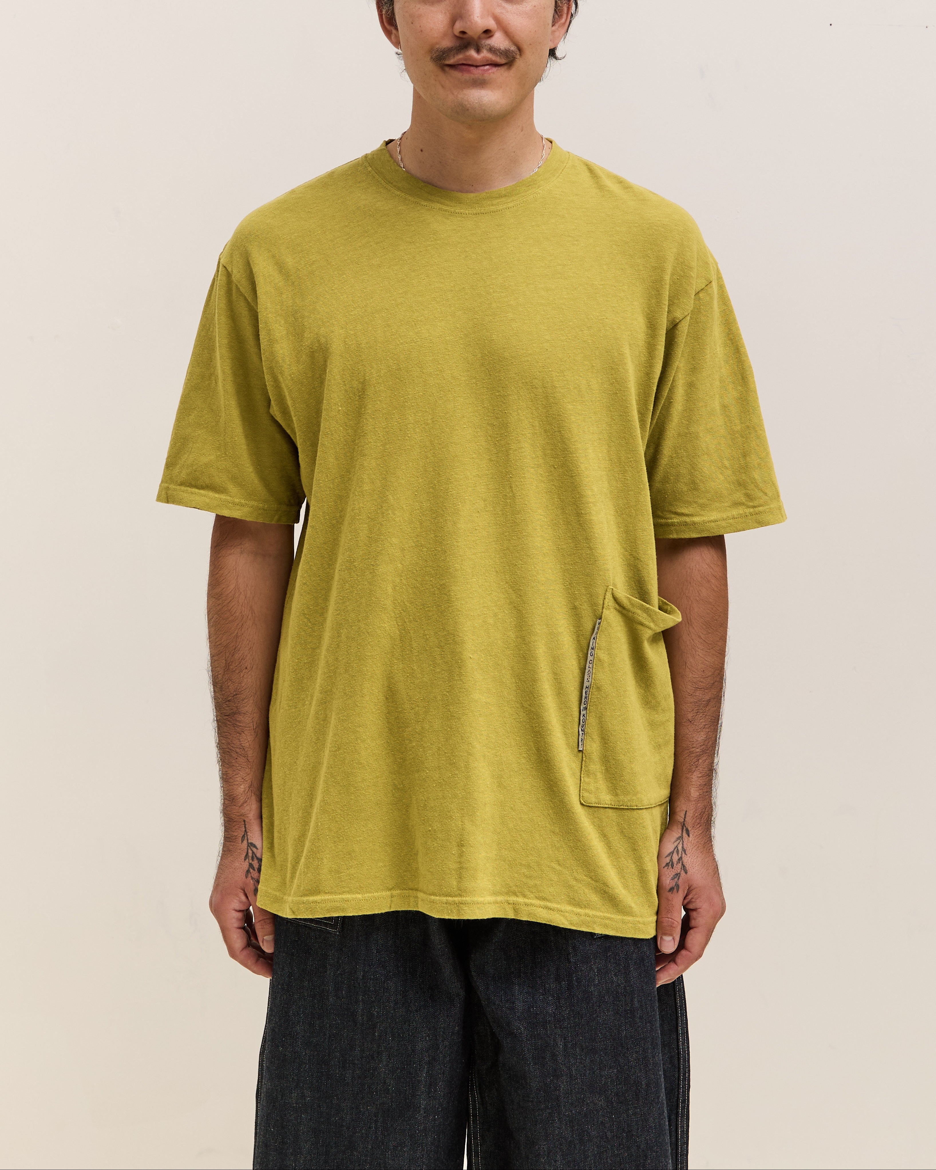 トップス KAPITAL Gauze Biscuit Pocket Long Tee Kapital Gauze Jersey BISCUIT Pocket T Unisex, Yellow Green – Glasswing